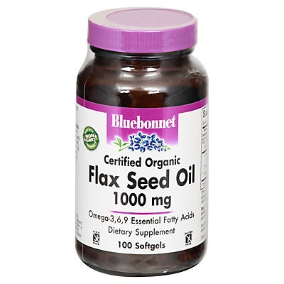 slide 1 of 1, Bluebonnet Nutrition Certified Organic Flax Seed Oil 1000 mg Softgels, 100 ct