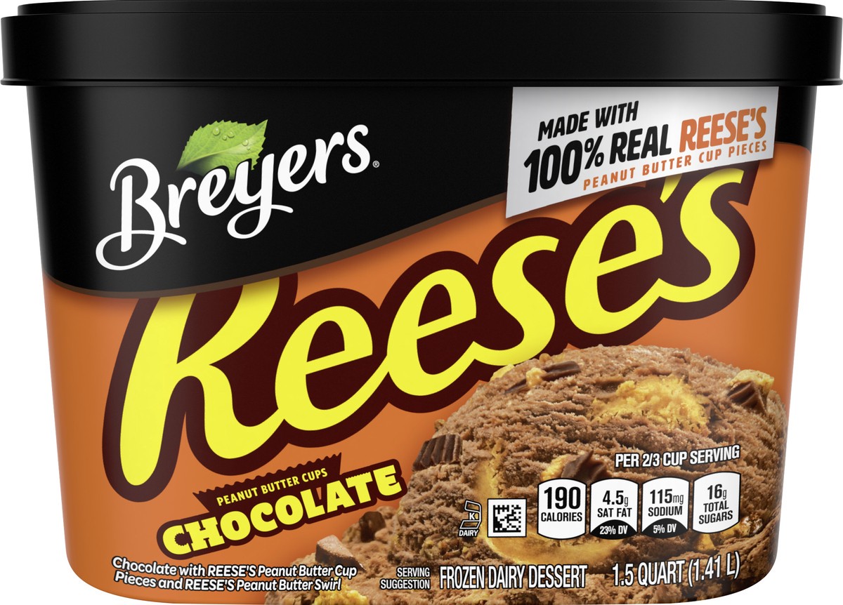 slide 2 of 5, Breyers Frozen Dairy Dessert REESE'S Chocolate, 48 oz, 48 oz