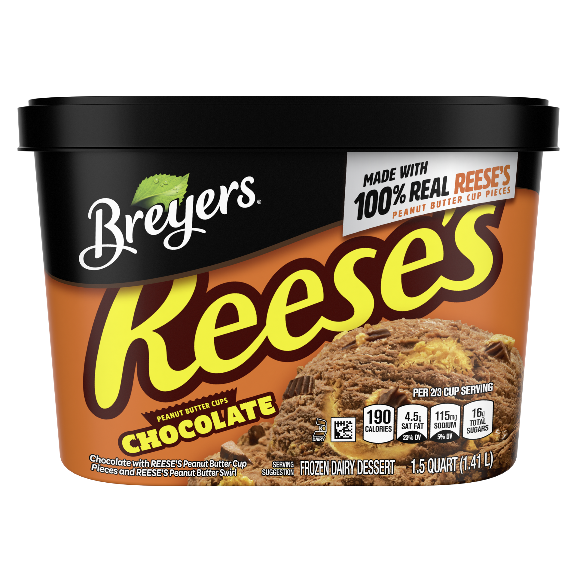 slide 1 of 5, Breyers Frozen Dairy Dessert REESE'S Chocolate, 48 oz, 48 oz