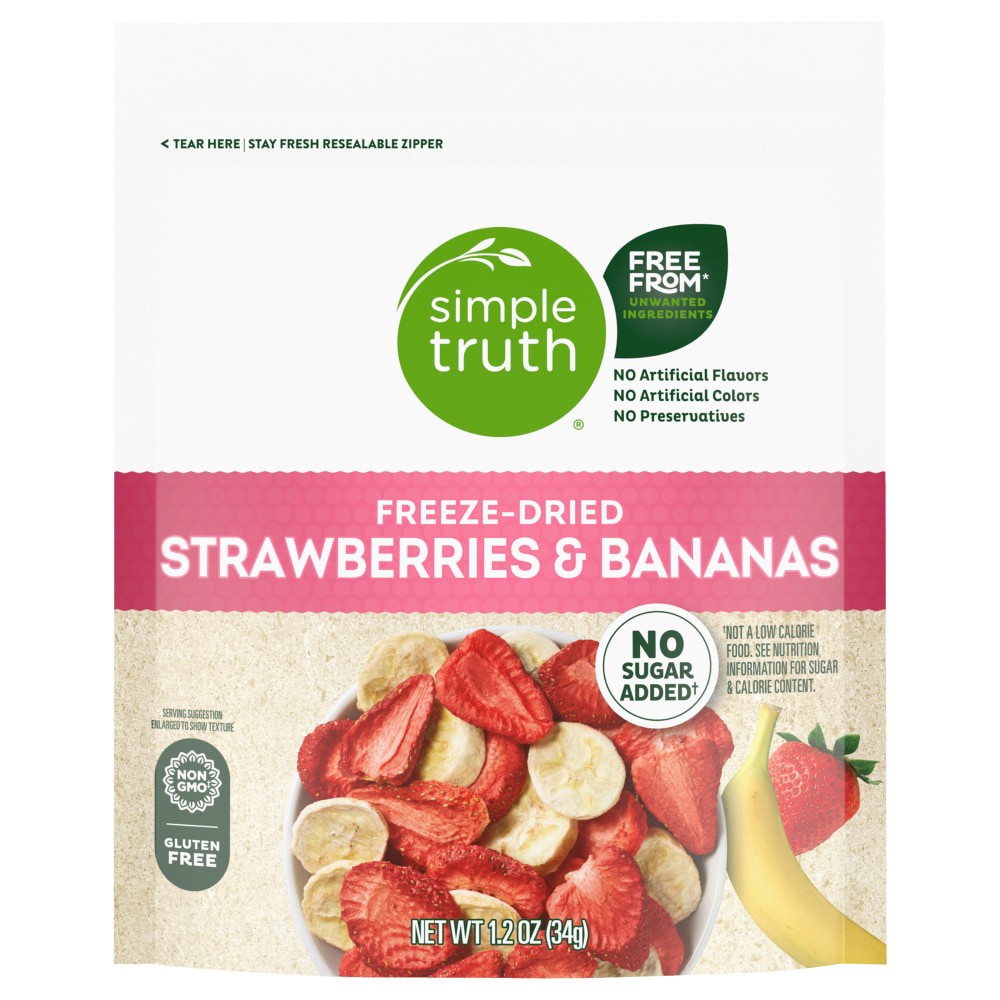 slide 1 of 3, Simple Truth Strawberries & Bananas 1.2 oz, 1.2 oz