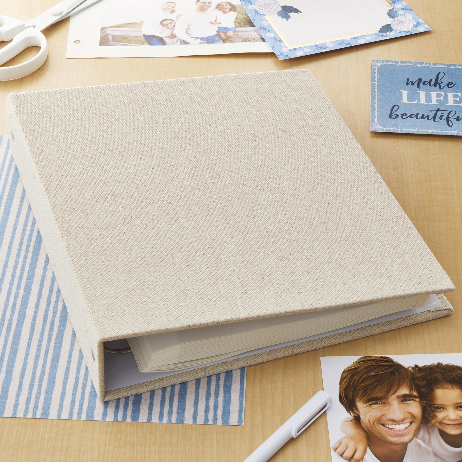 slide 2 of 3, Oat Photo Album With Magnetic Pages By Recollections, 11.34 in x 2.3 in x 10 in