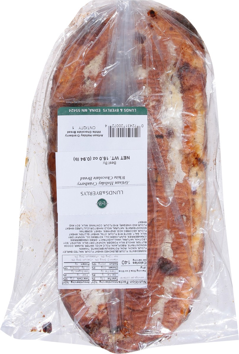 slide 12 of 13, Lunds & Byerlys Artisan Holiday Cranberry White Chocolate Bread 1 ea, 1 ct