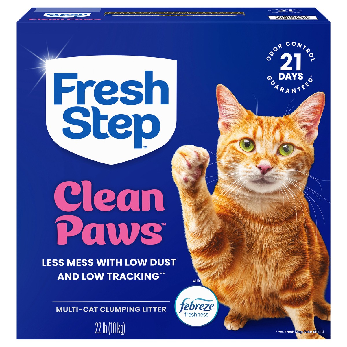 slide 1 of 13, Fresh Step Clean Paws Multi Cat Clumping Litter with Febreze Freshness, 22 lb, 22 lb