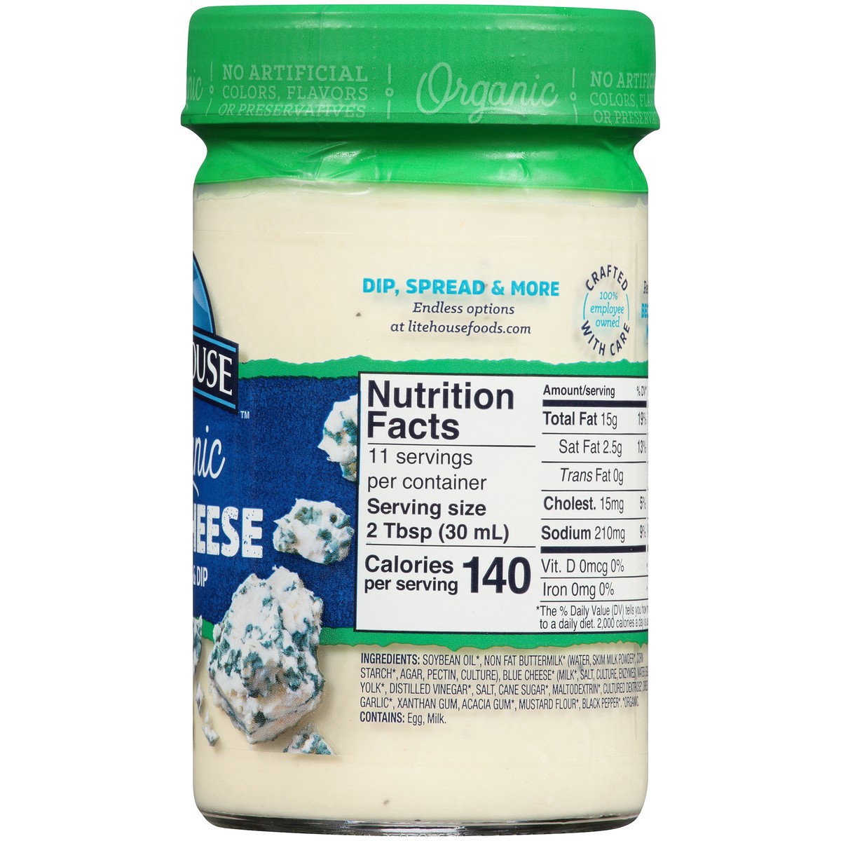 slide 2 of 7, Litehouse Organic Blue Cheese Dressing & Dip 11 fl. oz. Jar, 11 fl oz
