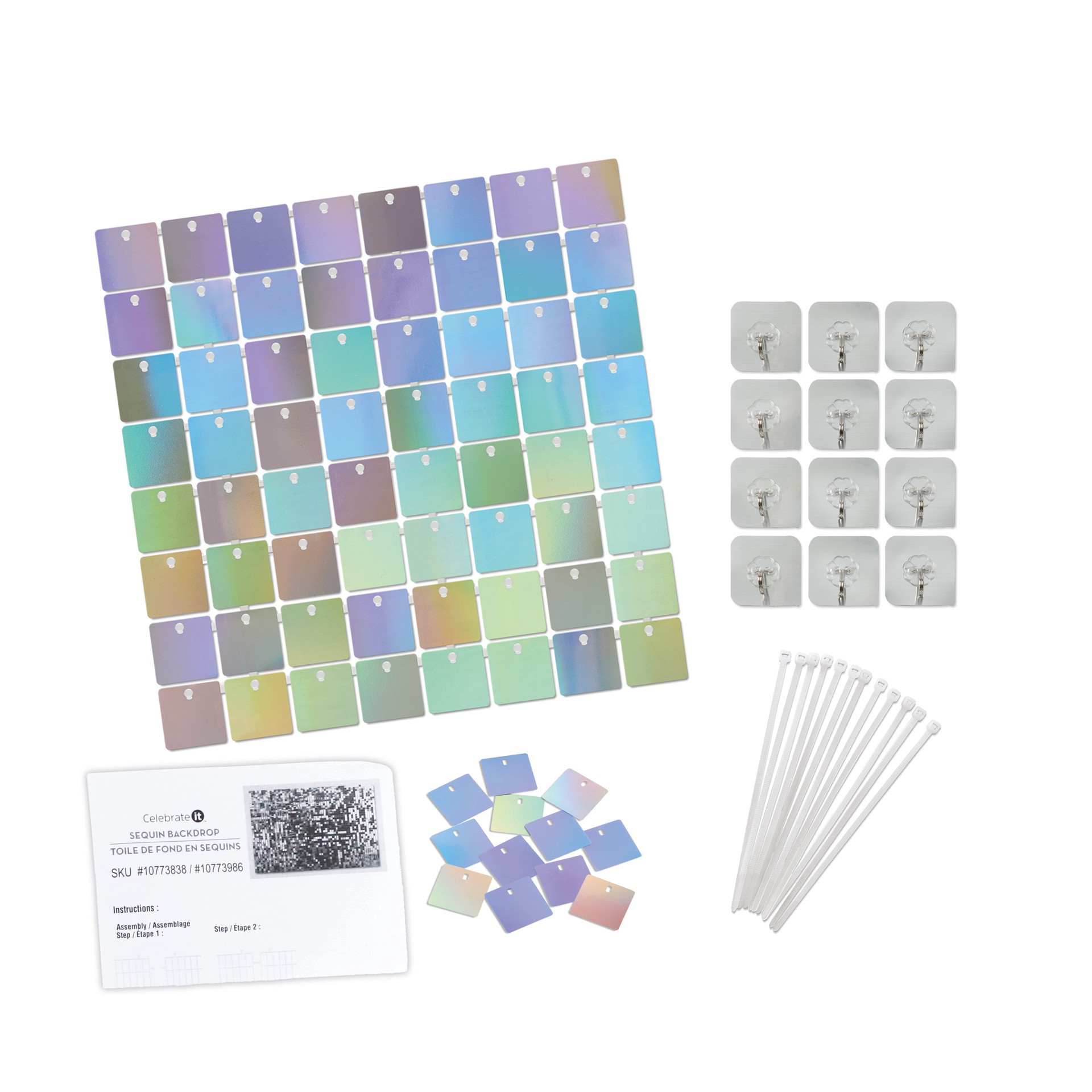 slide 3 of 3, Iridescent Sequin Backdrop By Celebrate It, 4 ft x 6 ft