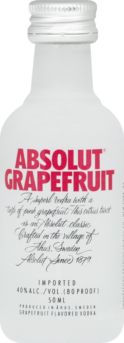 slide 9 of 9, Absolut Vodka, Grapefruit Flavored, Imported, 50 ml