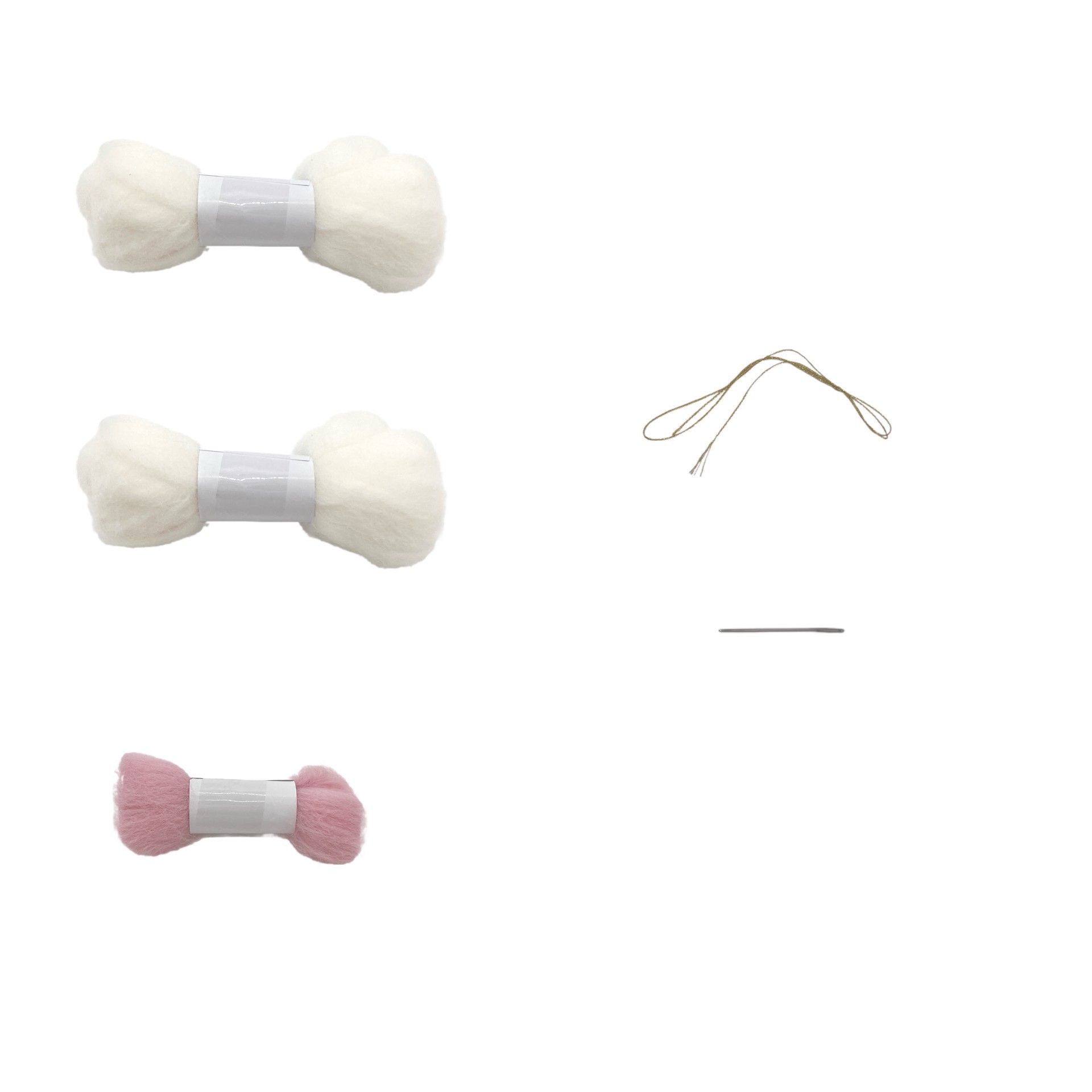 slide 5 of 9, Christmas Pink & White Ball With Bow Felting Kit By Loops & Threads, 3.5 in x 2.5 in x 2.5 in