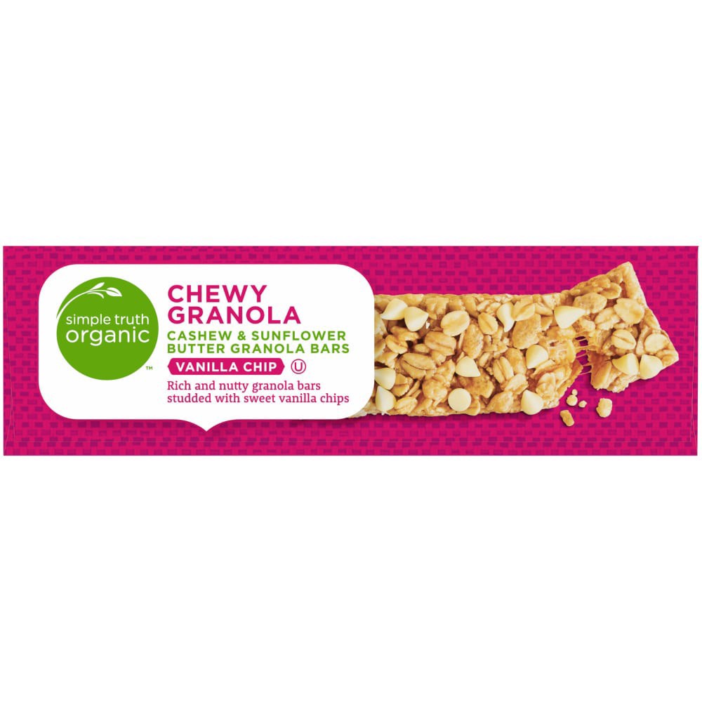slide 5 of 5, Simple Truth Organic Vanilla Chip Cashew & Sunflower Butter Energy Bars, 5 ct