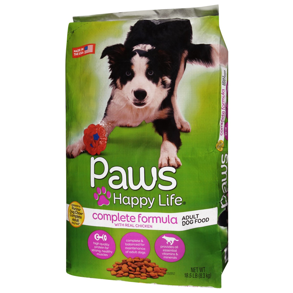 slide 2 of 9, Paws Happy Life Complete Formula with Real Chicken Adult Dog Food 18.5 lb, 18.5 oz