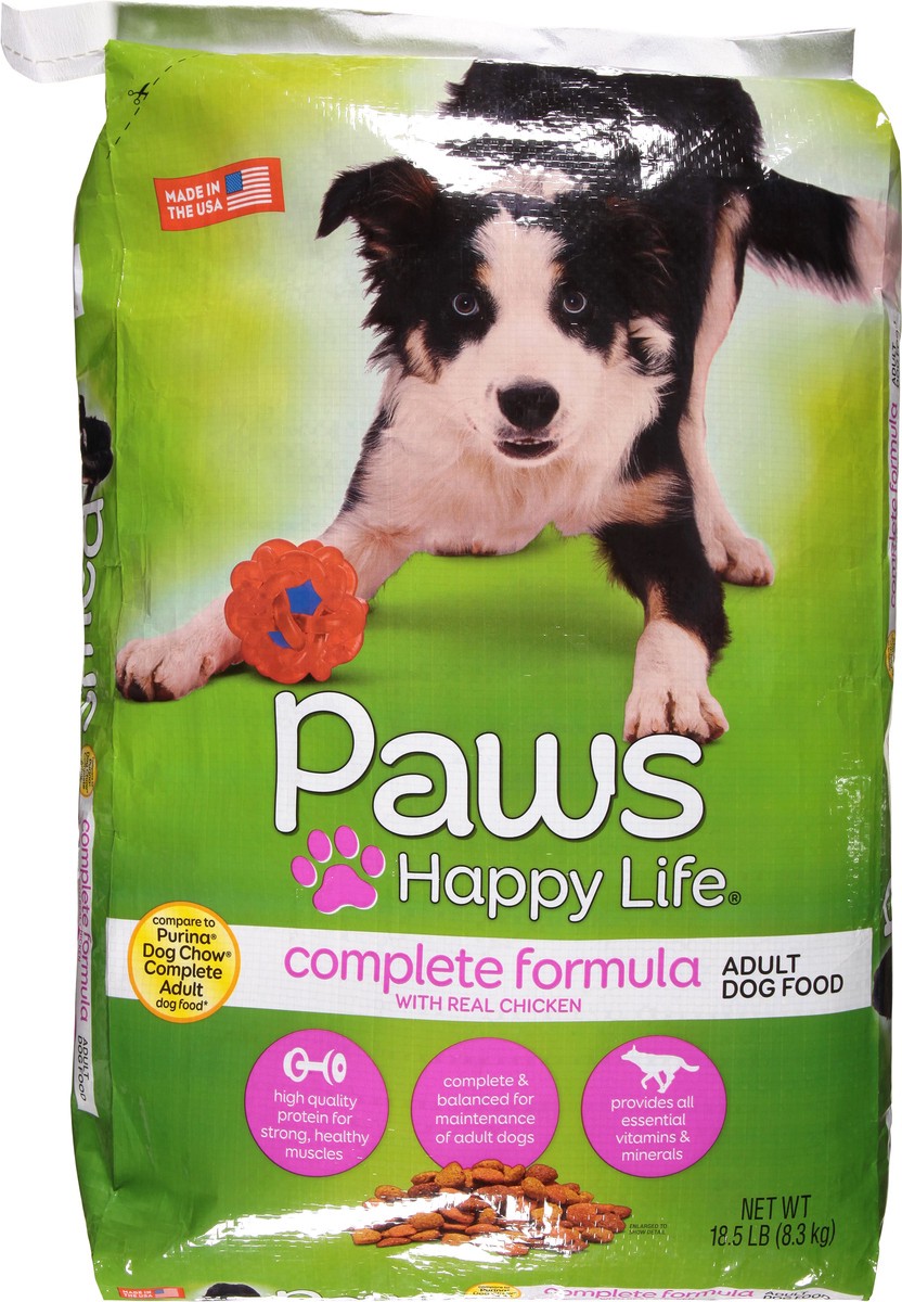 slide 3 of 9, Paws Happy Life Complete Formula with Real Chicken Adult Dog Food 18.5 lb, 18.5 oz