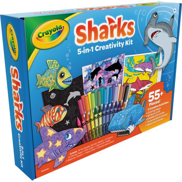 slide 3 of 4, Crayola Shark 5-in-1 Art Kit, Shark Toys Alternative - 040760, 1 ct