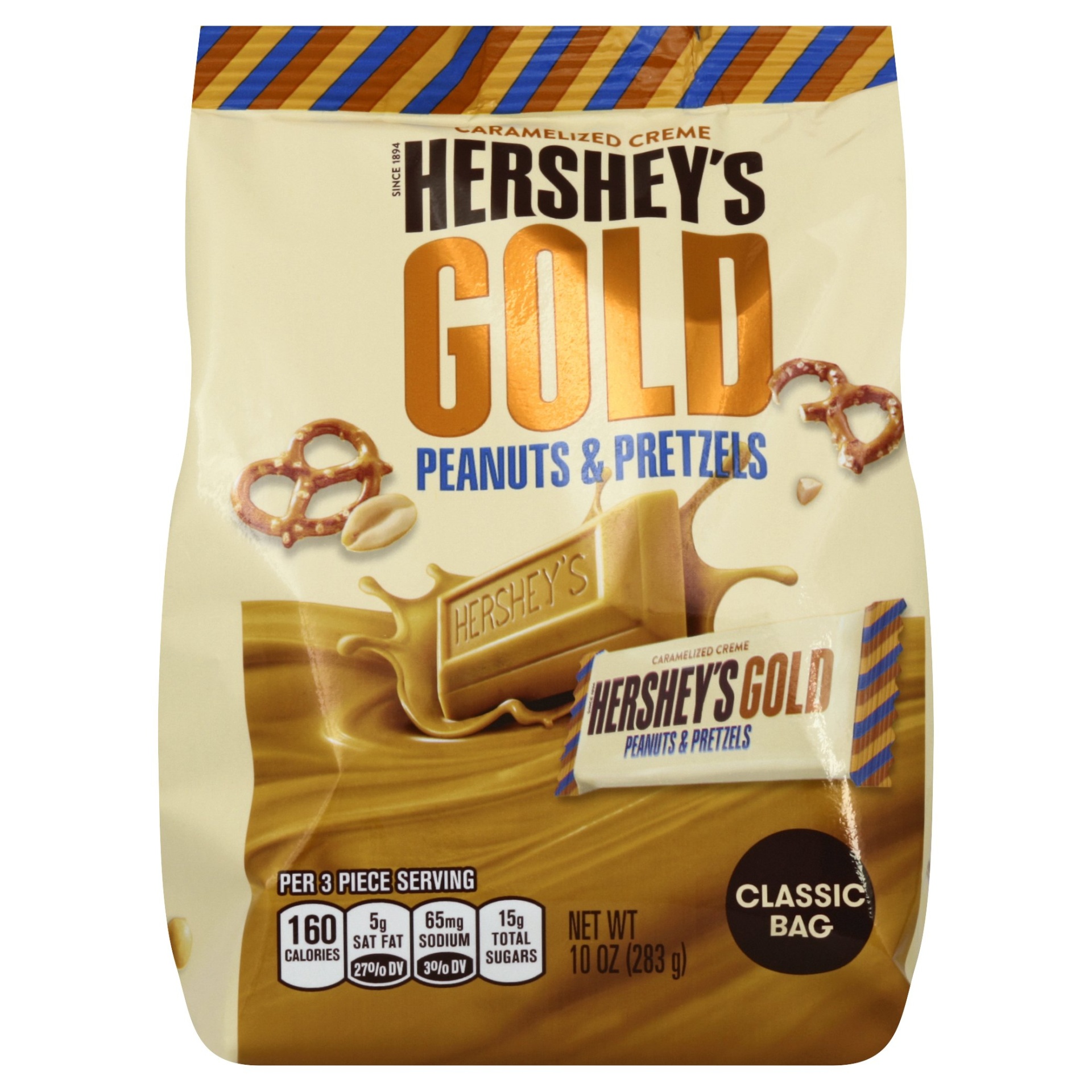 slide 1 of 1, Hershey's Gold Peanuts & Pretzels Classic Bag, 10 oz