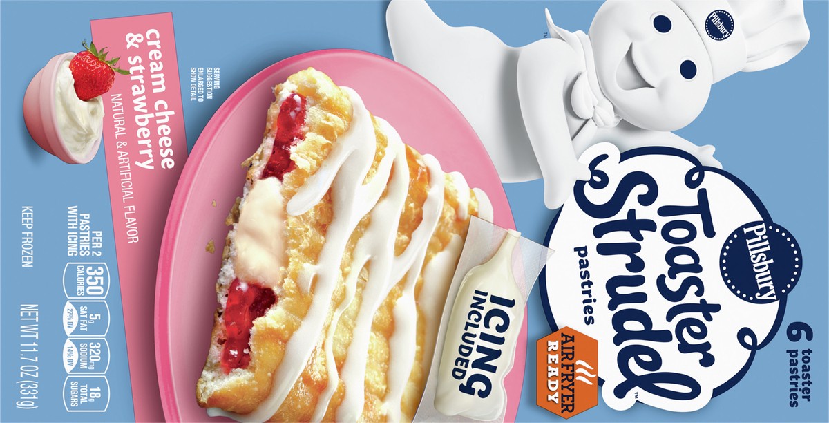 slide 6 of 9, Toaster Strudel Pastries, Cream Cheese & Strawberry, 6 ct, 11.7 oz, 6 ct
