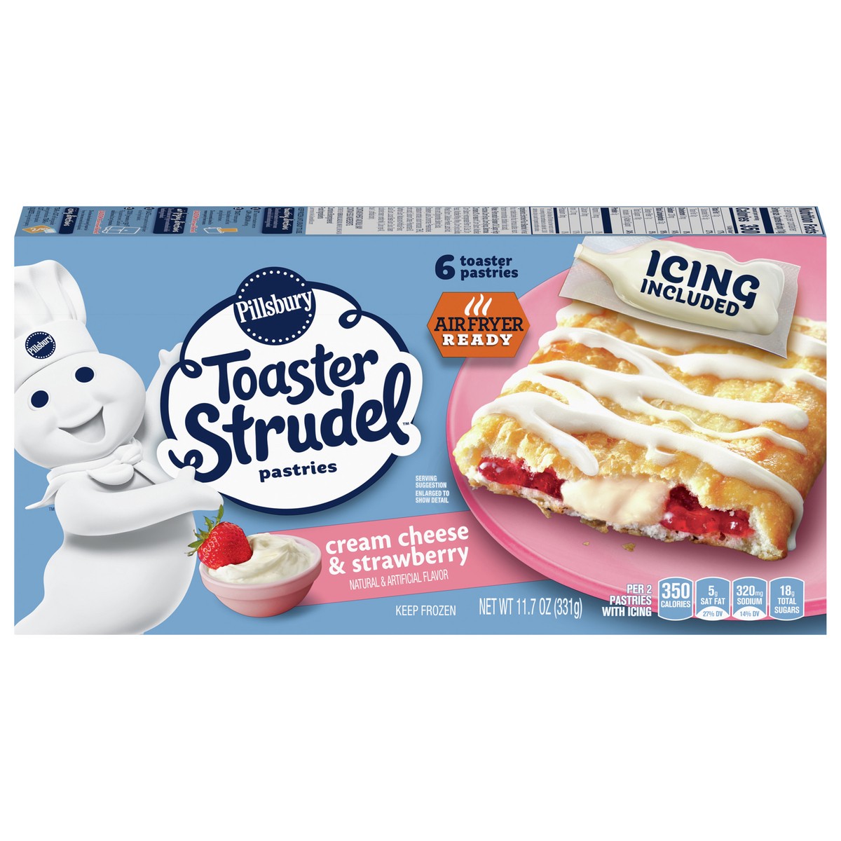 slide 1 of 9, Toaster Strudel Pastries, Cream Cheese & Strawberry, 6 ct, 11.7 oz, 6 ct