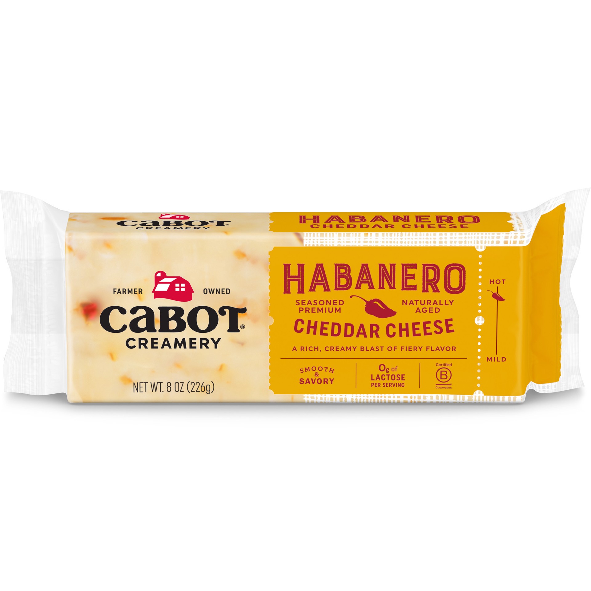 slide 1 of 1, Cabot Creamery Naturally Aged Hot Habanero Cheddar Cheese Block, 1 ct