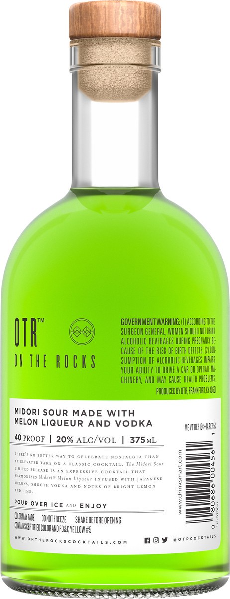 slide 3 of 9, On The Rocks Midori Sour Ready to Drink Cocktail 375 ml, 375 ml