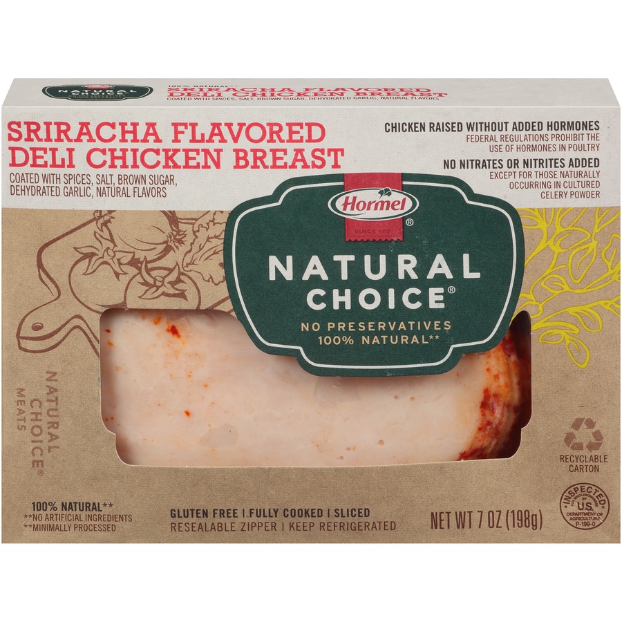 slide 1 of 1, Hormel Natural Choice Sliced Sriracha Flavored Deli Chicken Breast, 8 oz