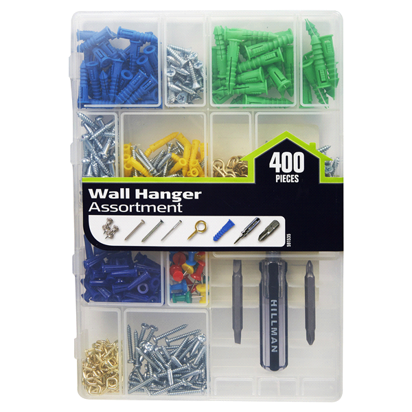 slide 1 of 1, Hillman Wall Hanger Assortment Kit, 400 ct