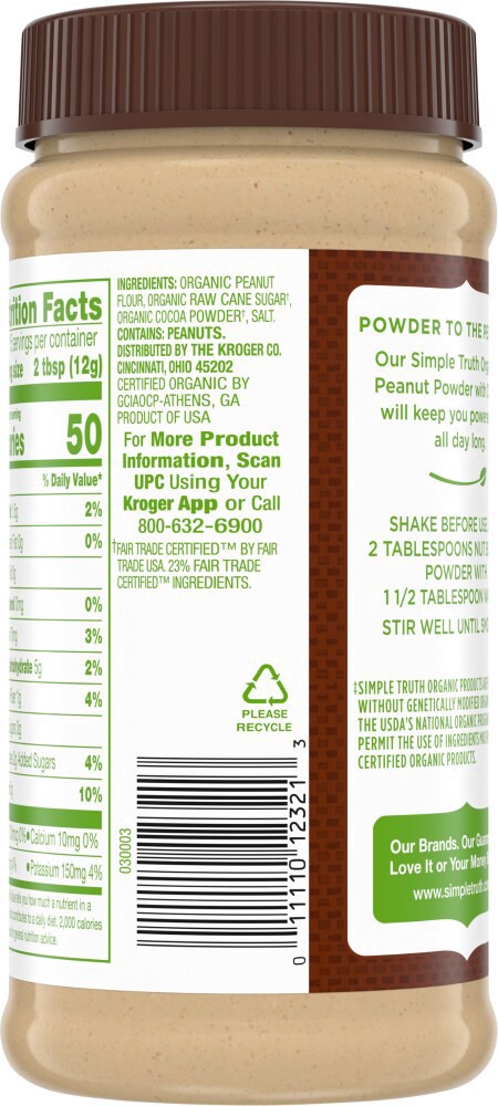 slide 4 of 4, Simple Truth Organic Chocolate Powdered Peanut Butter, 6.5 oz