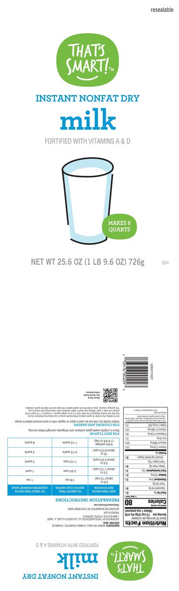 slide 5 of 15, That's Smart! Instant Nonfat Dry Milk, 25.6 oz