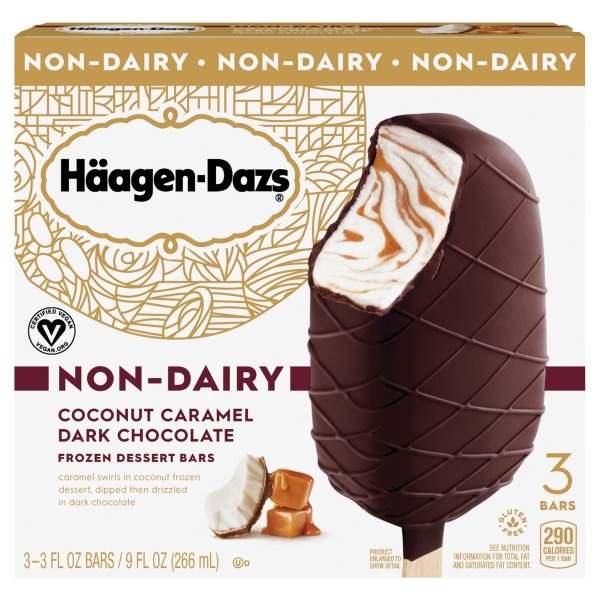 slide 1 of 6, Häagen-Dazs Non Dairy Coconut Caramel Dark Chocolate Frozen Dessert Bars, 3 ct