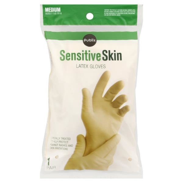 slide 1 of 1, Publix Sensitive Skin Medium Latex Gloves, 1 pair
