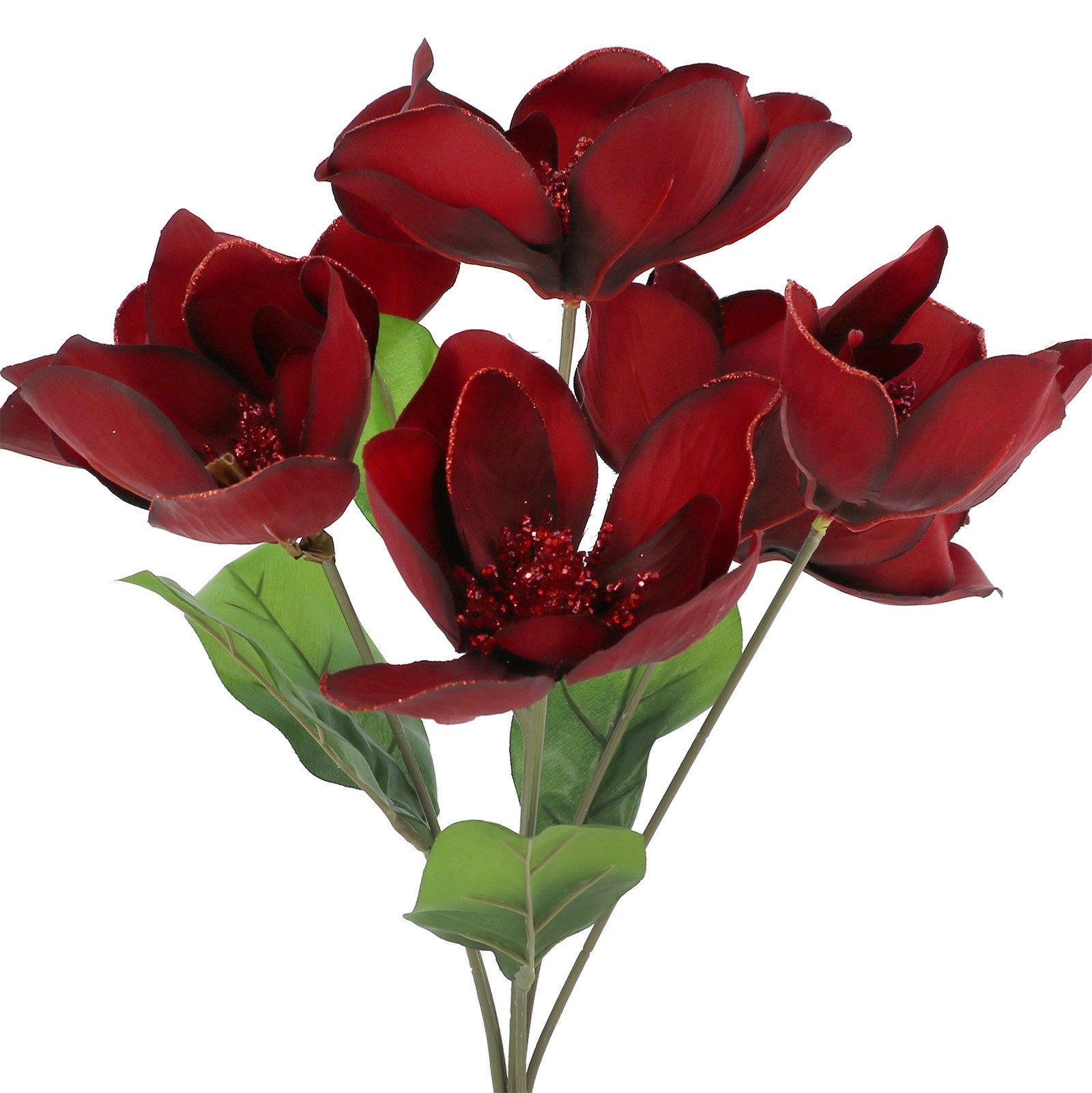 slide 2 of 2, 19" Burgundy Glitter Magnolia Deluxe Bush By Ashland, 14 in x 13 in x 19 in