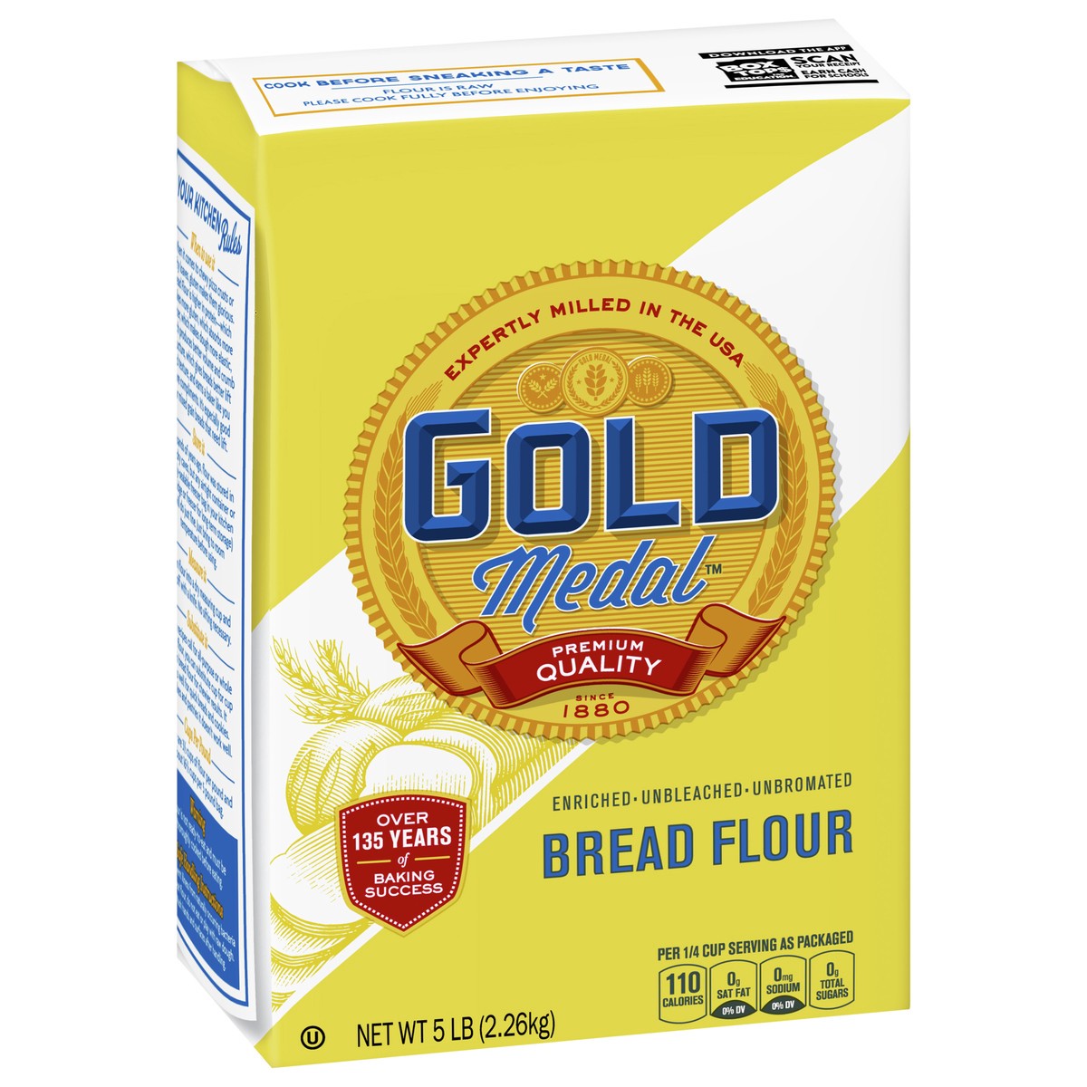 slide 3 of 9, Gold Medal Premium Quality Unbleached Bread Flour, 5 lb., 5 lb