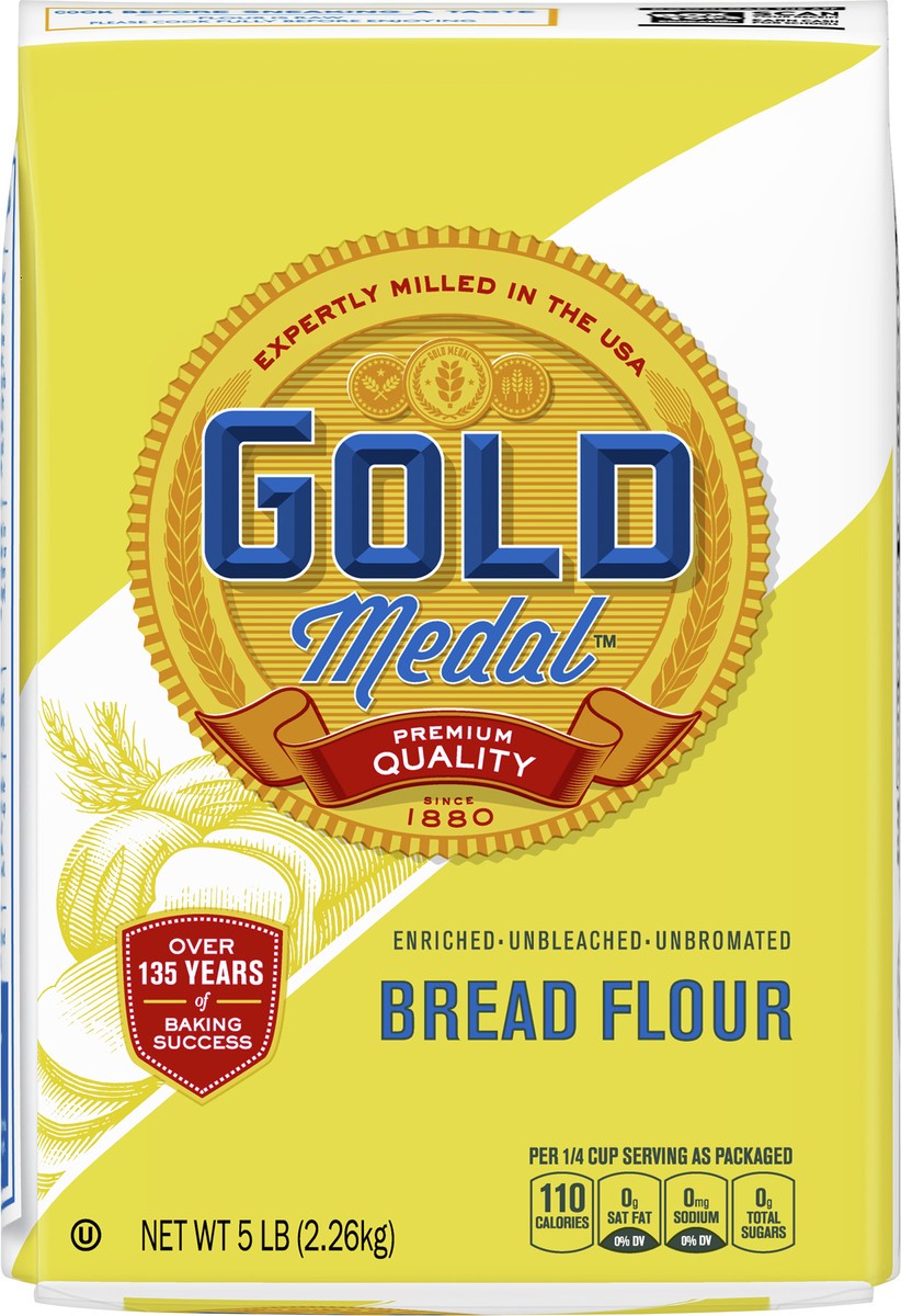 slide 5 of 9, Gold Medal Premium Quality Unbleached Bread Flour, 5 lb., 5 lb