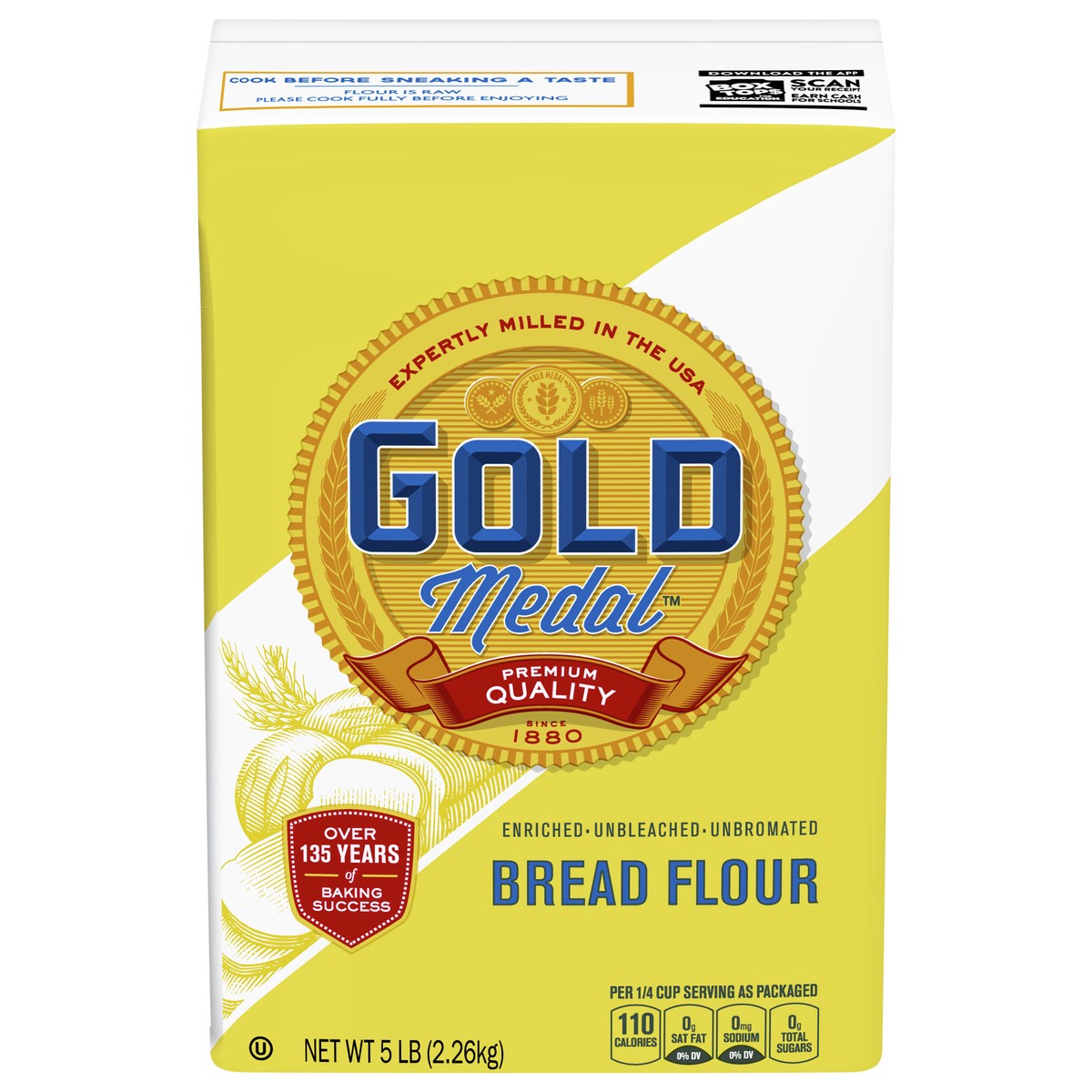 slide 1 of 9, Gold Medal Premium Quality Unbleached Bread Flour, 5 lb., 5 lb