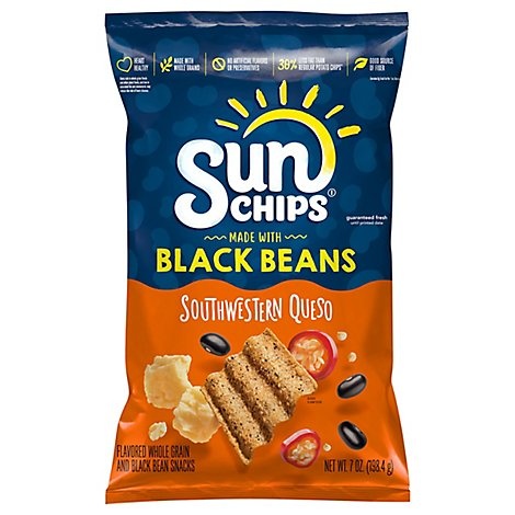 slide 1 of 1, Sunchips Flavored Whole Grain And Black Beans Snacks Southwestern Queso - 7 OZ, 7 oz