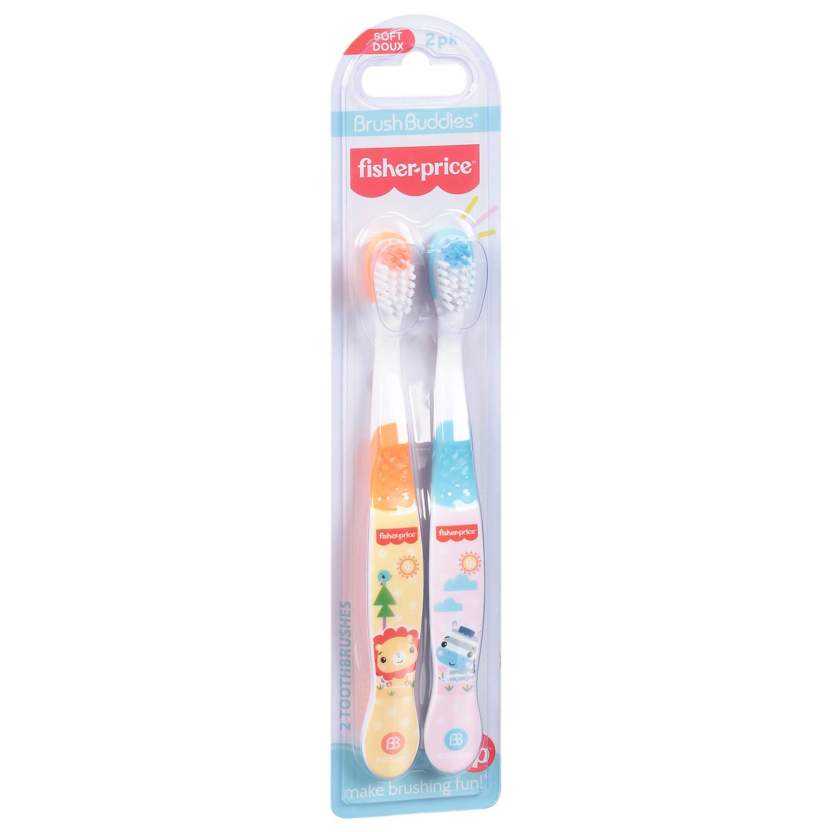 slide 3 of 9, BrushBuddies Fisher-Price Soft Toothbrushes 2 ea, 2 ct