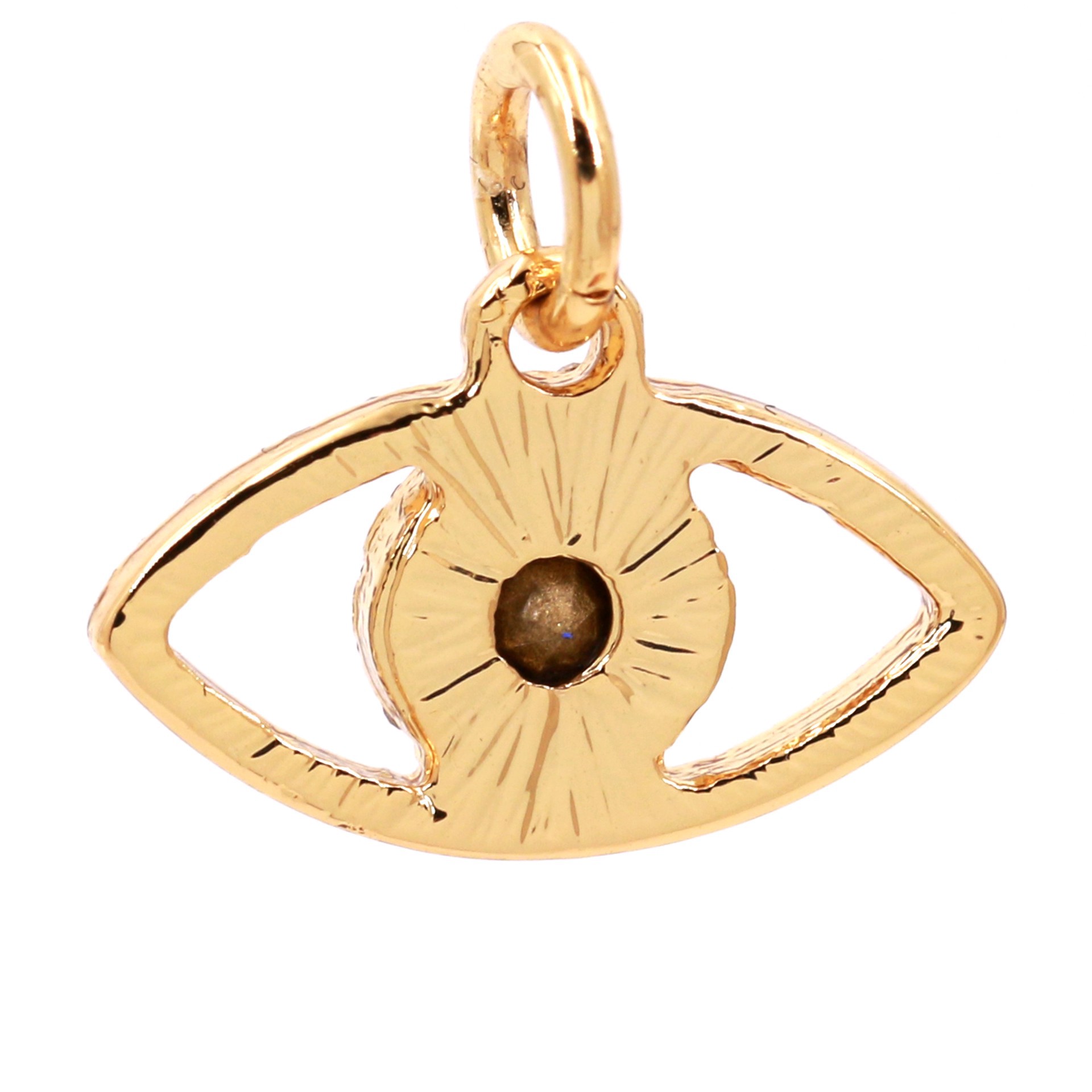slide 3 of 4, 14k Gold Plated Blue Eye Charm By Bead Landing, 0.67 in x 0.59 in x 0.12 in
