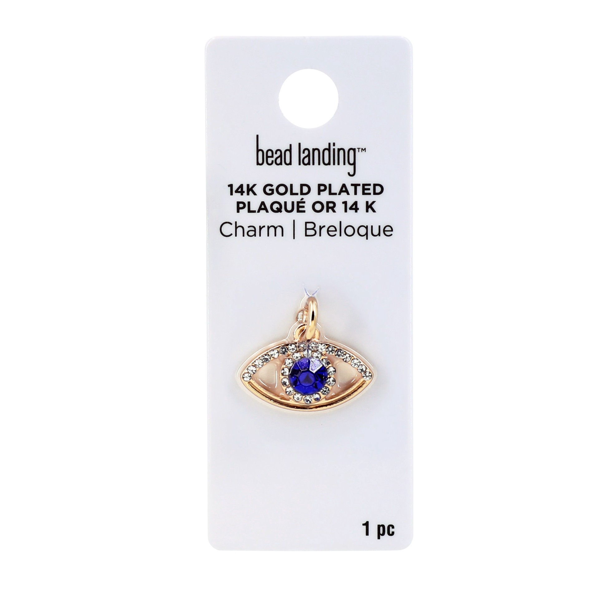 slide 4 of 4, 14k Gold Plated Blue Eye Charm By Bead Landing, 0.67 in x 0.59 in x 0.12 in