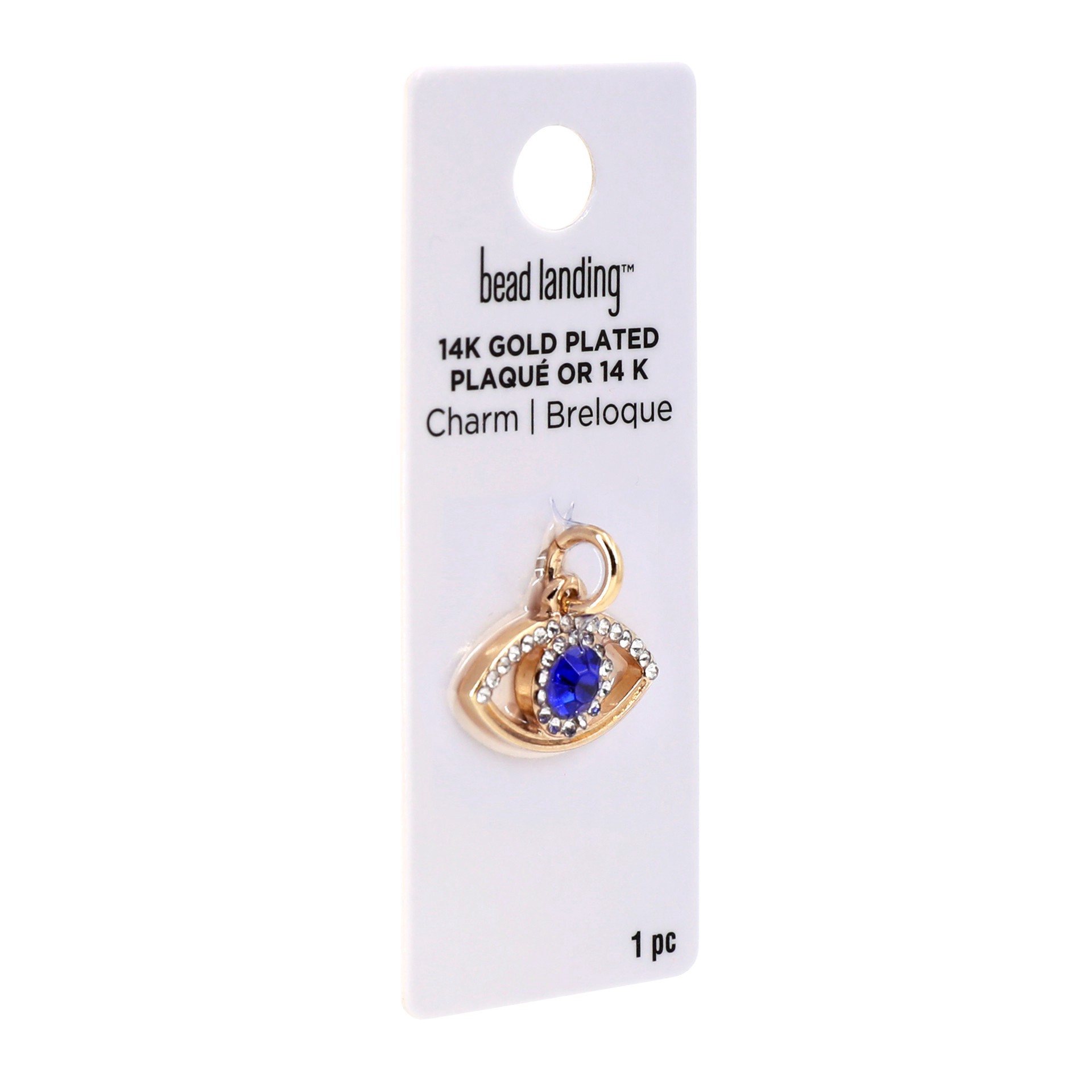 slide 2 of 4, 14k Gold Plated Blue Eye Charm By Bead Landing, 0.67 in x 0.59 in x 0.12 in