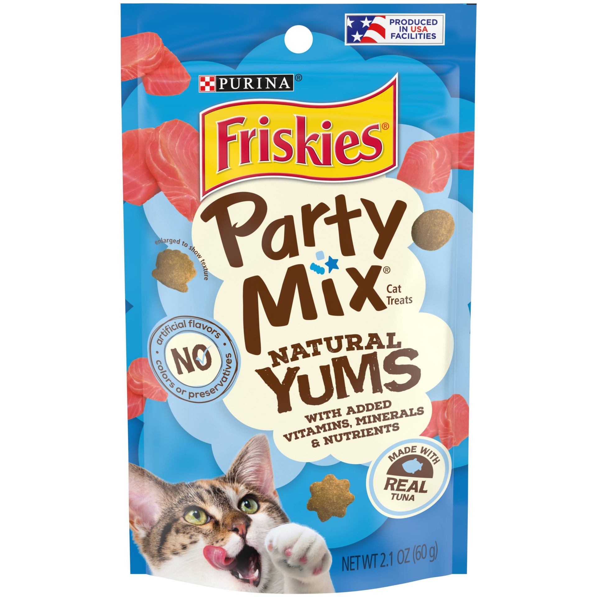 slide 1 of 1, Friskies Party Mix Naturals Cat Treats, with Real Tuna, 2 oz
