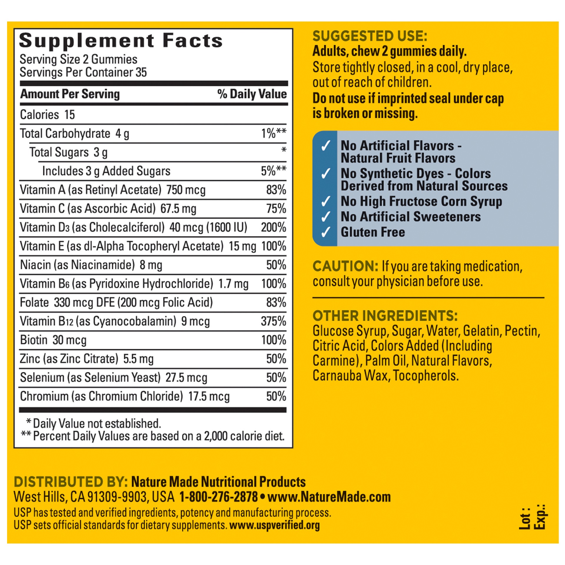 slide 2 of 8, Nature Made Multi for Him, Mens Multivitamins Gummies, Energy Metabolism Support, Multivitamin for Men, 70 Gummy Vitamins and Minerals, 35 Day Supply, 70 ct