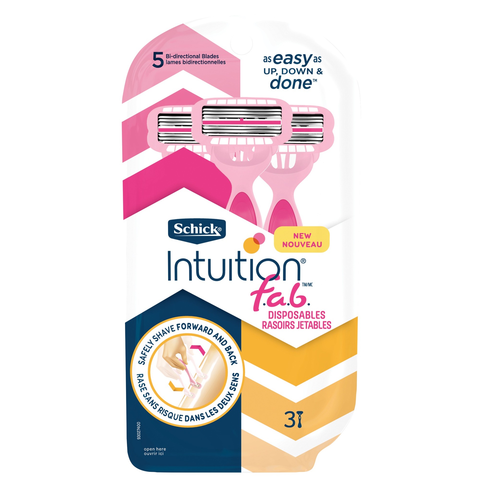 slide 1 of 1, Schick Intuition f.a.b. Disposable Razors for Women, 3 ct