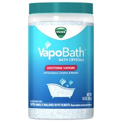 Vicks VapoBath, Bath Crystals, Soothing Non-Medicated Vicks Vapors, Refreshing Aromatherapy with Eucalyptus, Menthol, and Essential Oils, Bath Bomb, Bath Salts, 15oz