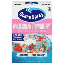 Ocean Spray Zero Sugar White Cran x Strawberry Drink Mix 10 - 0.09 oz Packs
