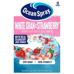 Ocean Spray Zero Sugar White Cranberry Strawberry Drink Mix - 10 x 0.09 oz Packs