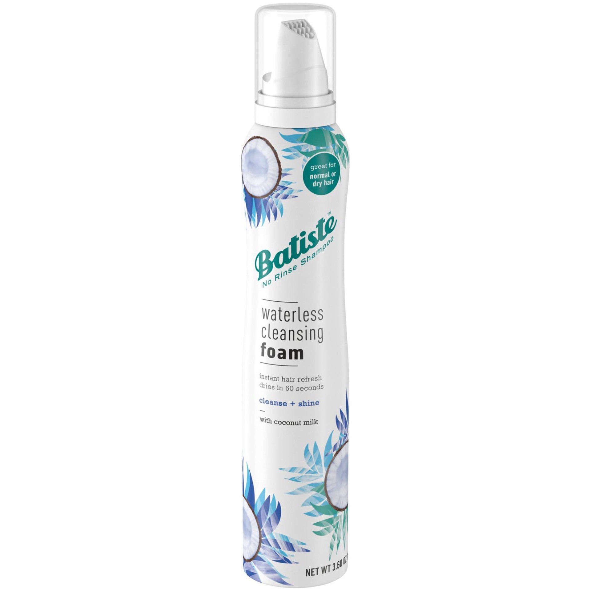 slide 1 of 2, Batiste Cleanse + Shine with Coconut Milk Waterless Cleansing Foam, 3.6 oz