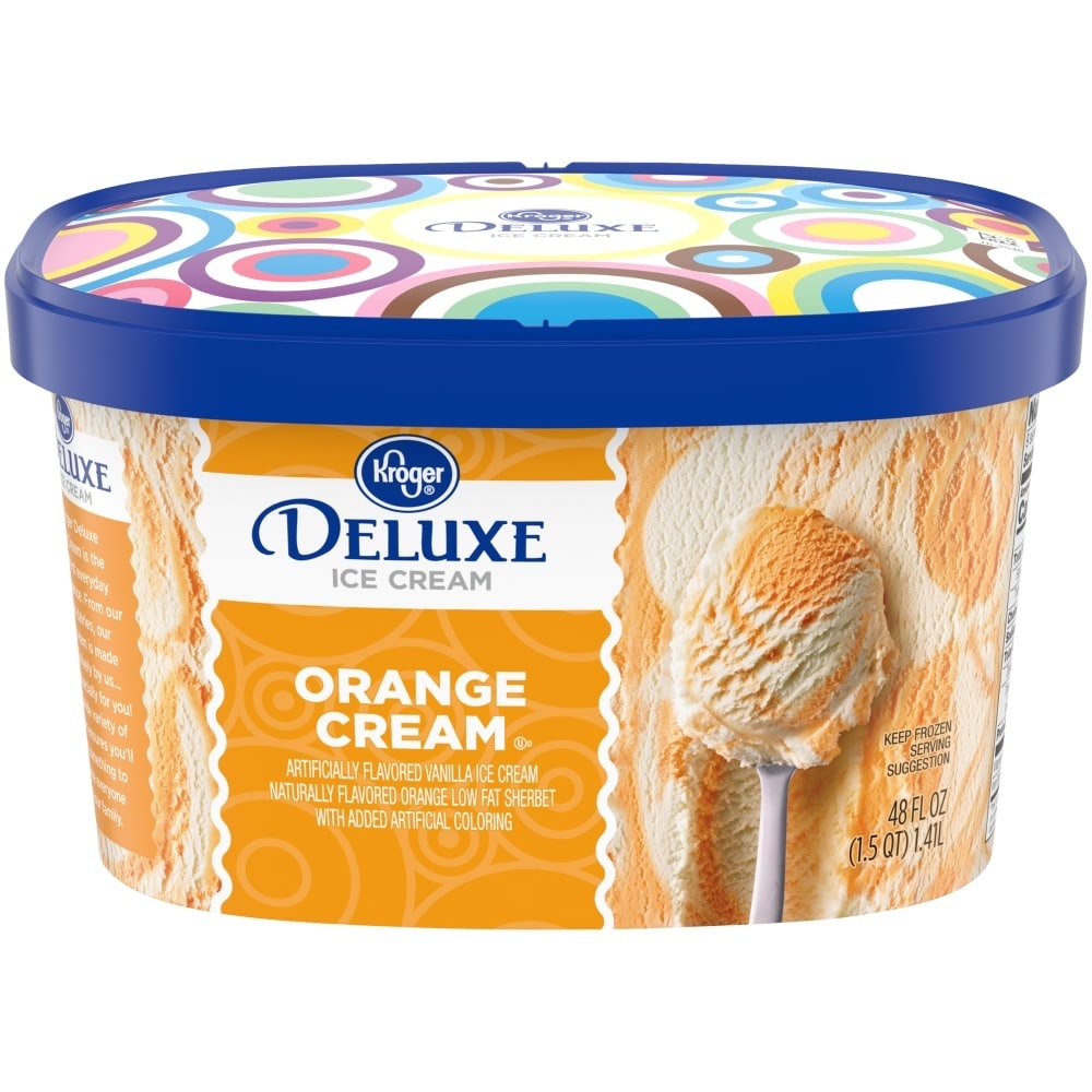 slide 1 of 1, Kroger Deluxe Orange Scream Ice Cream, 48 fl oz