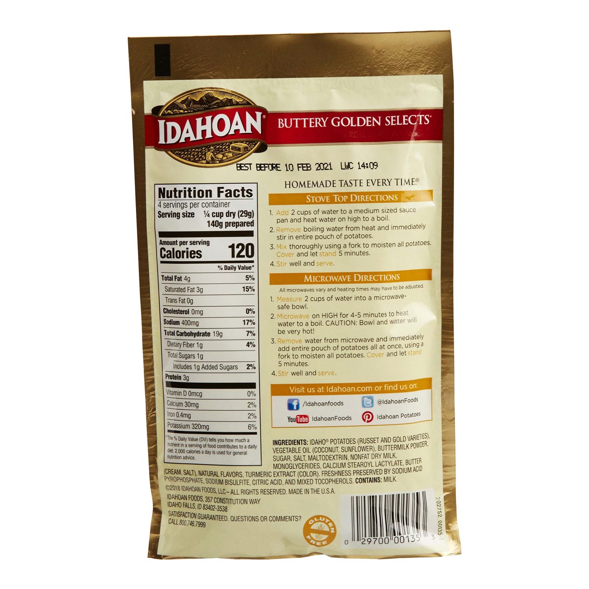 slide 2 of 2, Idahoan Buttery Golden Selects Mashed Potatoes, 4.1 oz