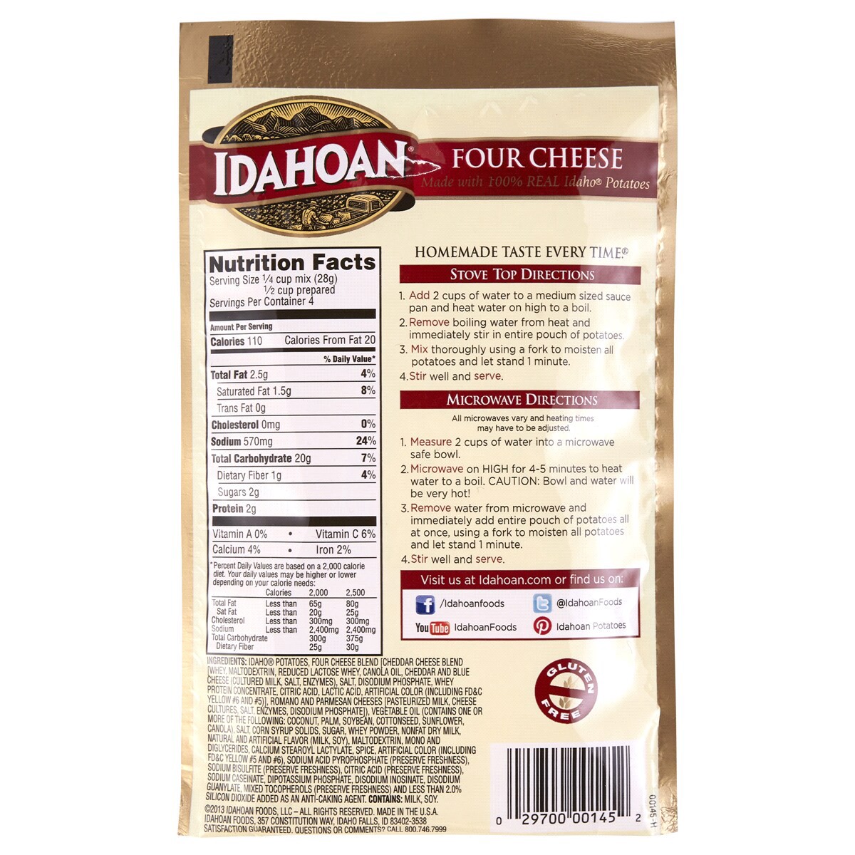 slide 2 of 2, Idahoan Four Cheese Mashed Potatoes, 4 oz