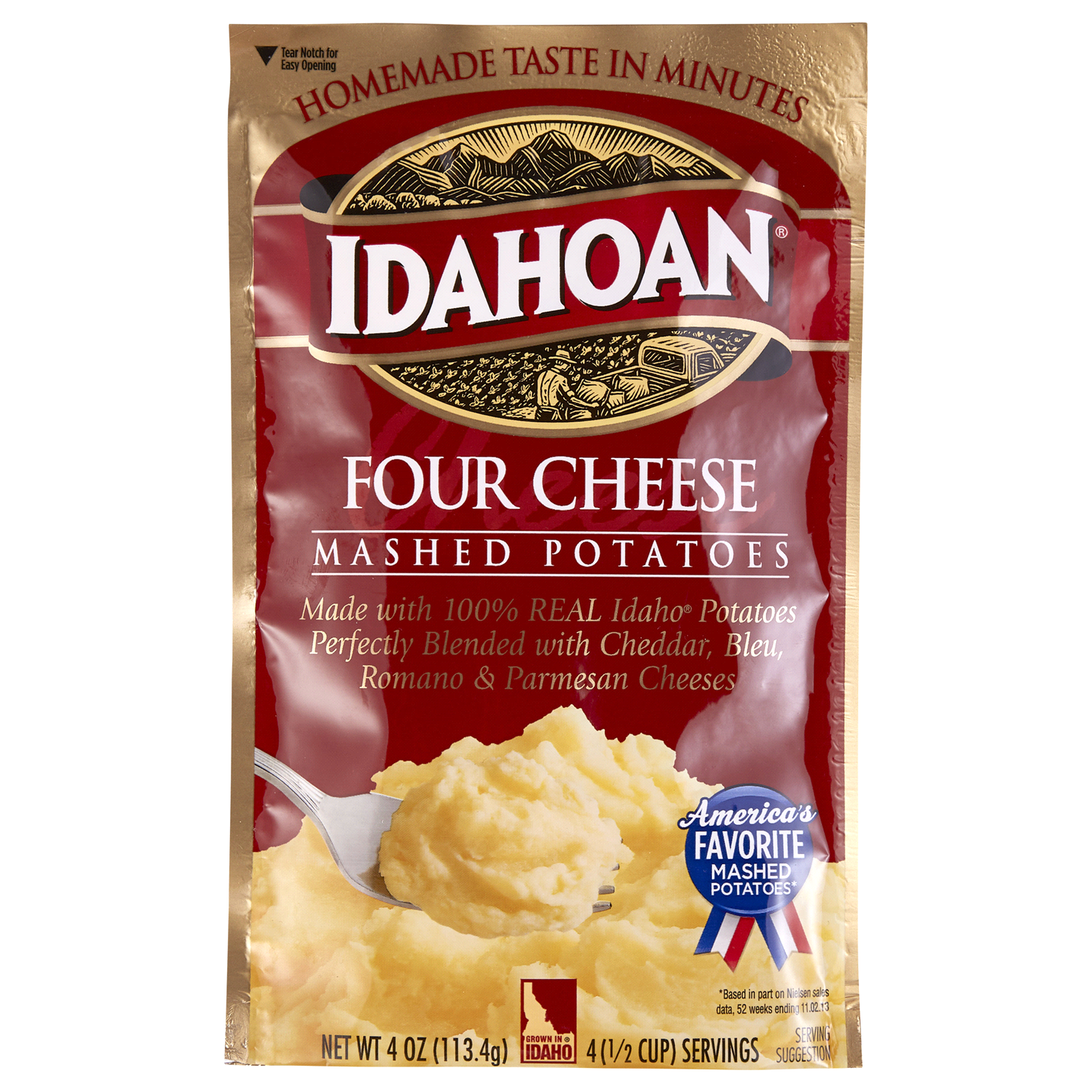 slide 1 of 2, Idahoan Four Cheese Mashed Potatoes, 4 oz