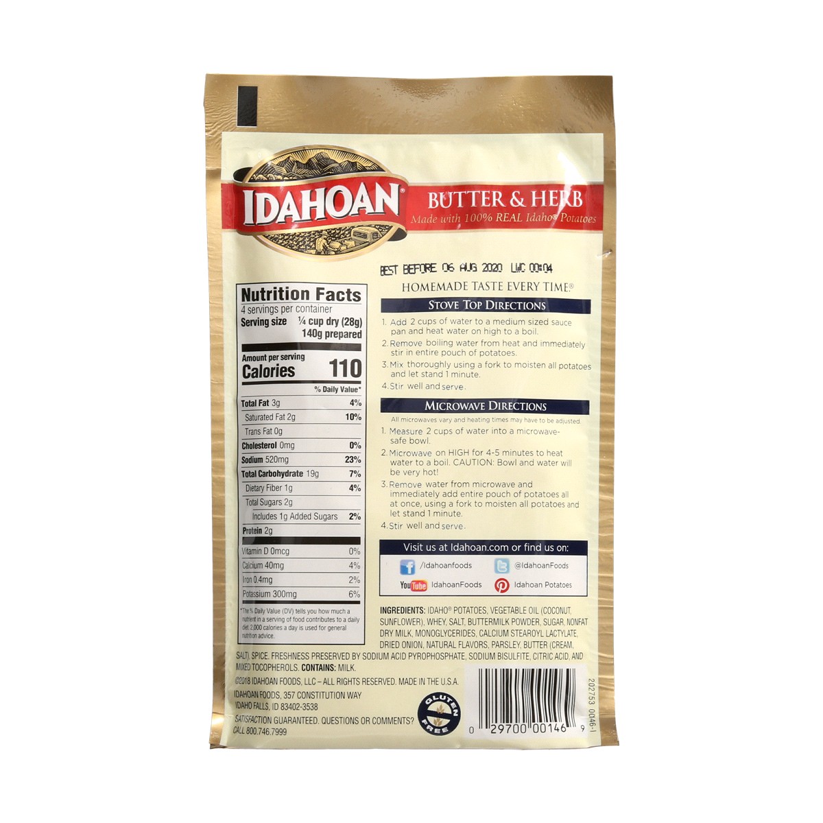slide 2 of 2, Idahoan Butter & Herb Mashed Potatoes - 4 oz, 4 oz