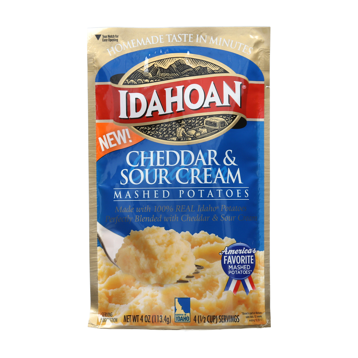 slide 1 of 2, Idahoan Cheddar & Sour Cream Mashed Potatoes, 4 oz