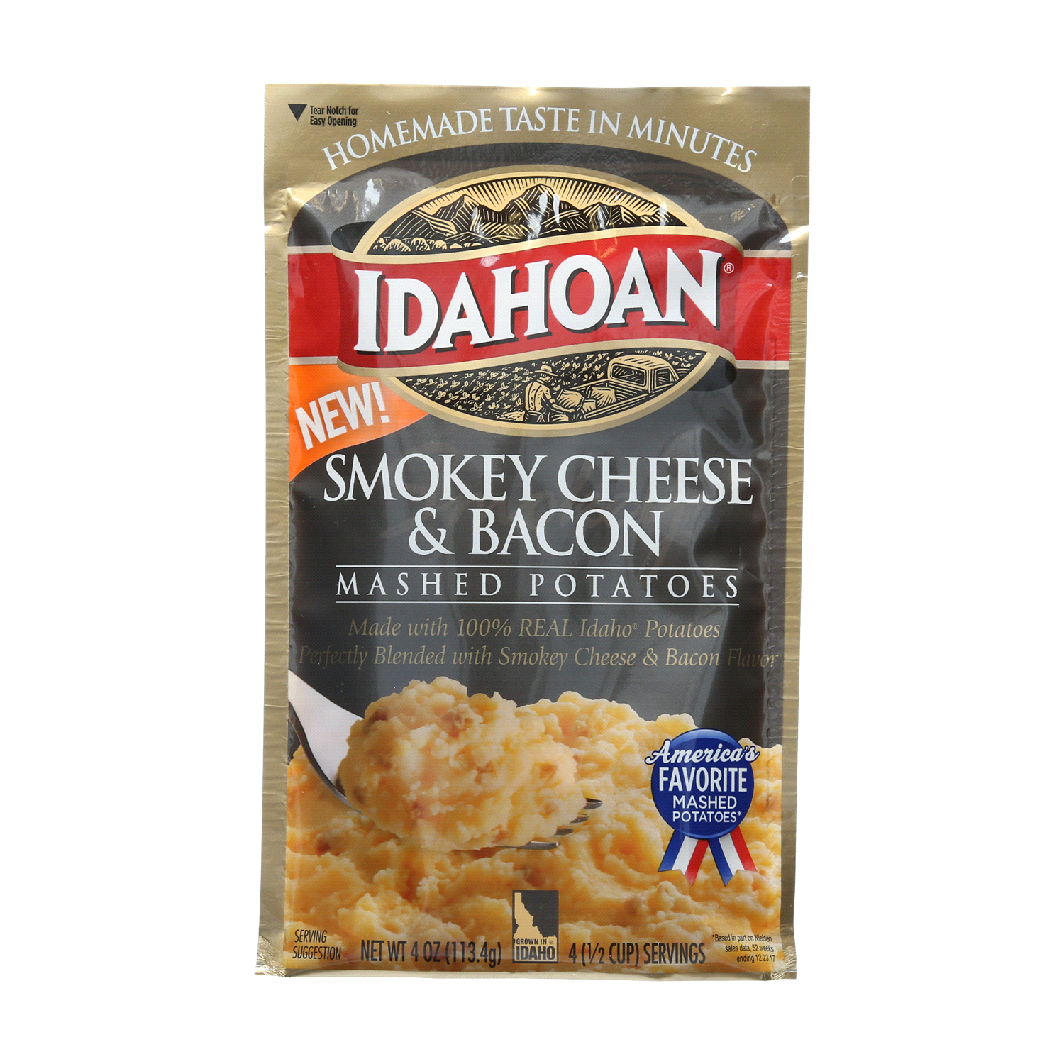 slide 1 of 2, Idahoan Smokey Cheese & Bacon Mashed Potatoes, 4 oz