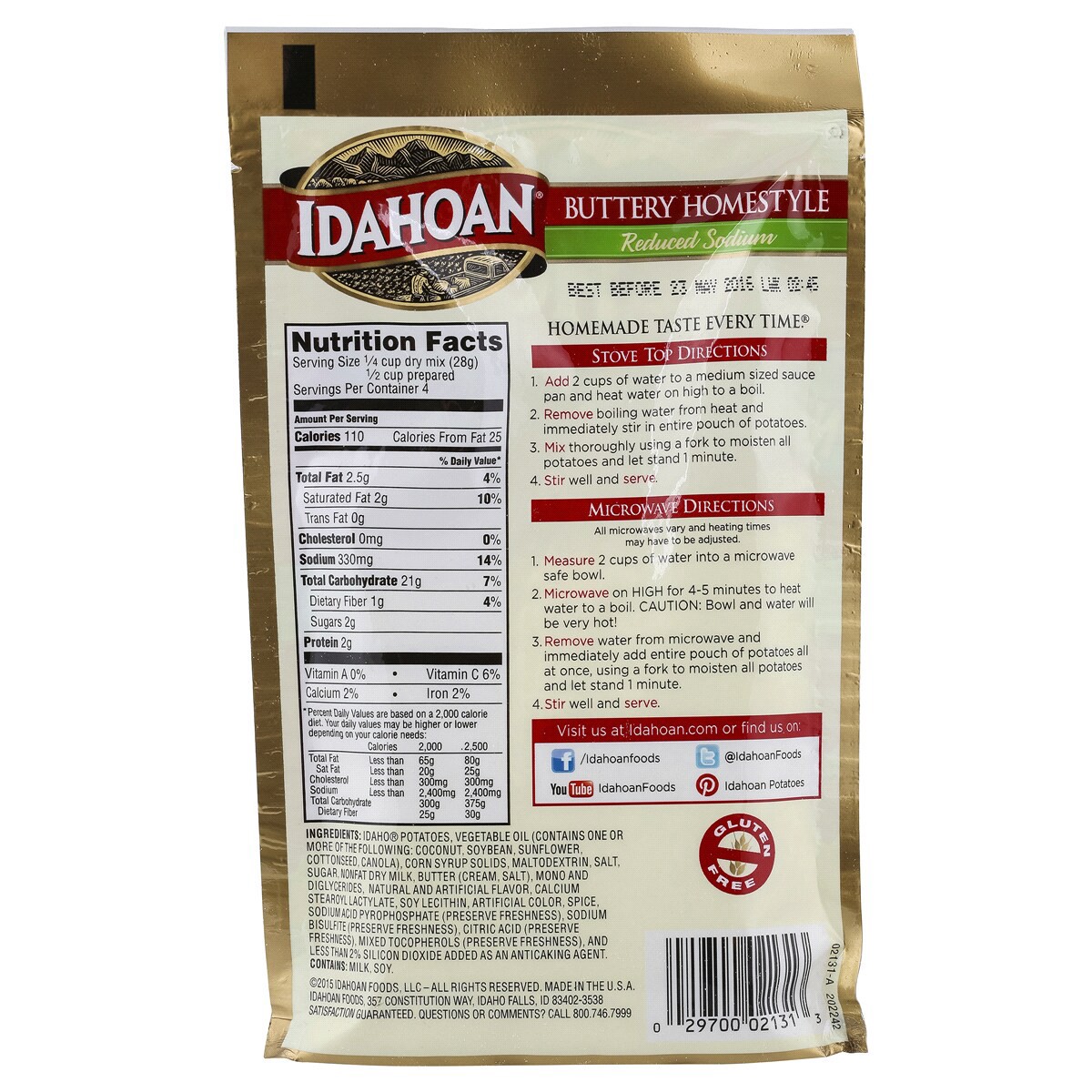 slide 2 of 2, Idahoan Buttery Homestyle Reduced Sodium Mashed Potatoes, 4 oz